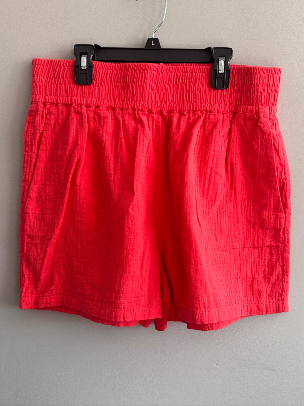 Boden Women’s US 10 Coral Red Cotton Pull-On Smocked Waist Shorts